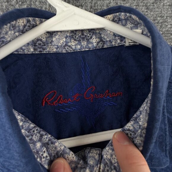 Robert Graham XL Classic Fit Blue Paisley Button Up Shirt Long Sleeve Cotton - Picture 8 of 16